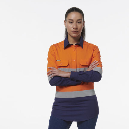 KingGee Women Workcool Vented Closed Front Reflective Shirt K44230-KarWorkwear