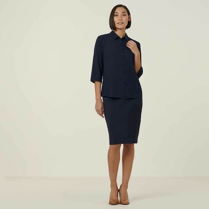 NNT Womens Business Georgie  3/4 Sleeve Pleat Back Formal Shirts Classic CATUKZ-KarWorkwear