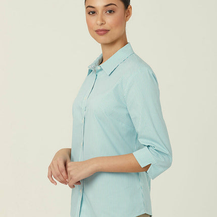 NNT Womens Avignon Formal Stripe 3/4 Sleeve Business Shirts Regular Fit CATUKV-KarWorkwear