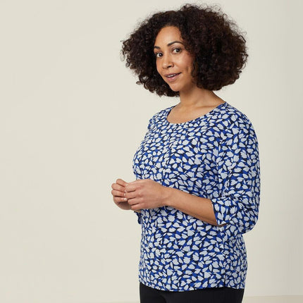 NNT Womens 4 Pack Antibacterial Petal Print Comfy Classic 3/4 Sleeve Top CATUFN-KarWorkwear