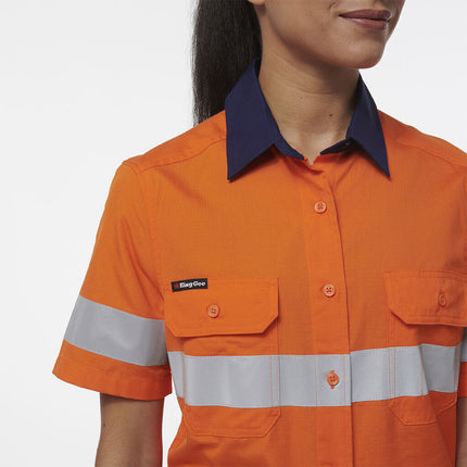 KingGee Womens Workcool Vented Reflective Short Sleeve Shirt K44229-KarWorkwear