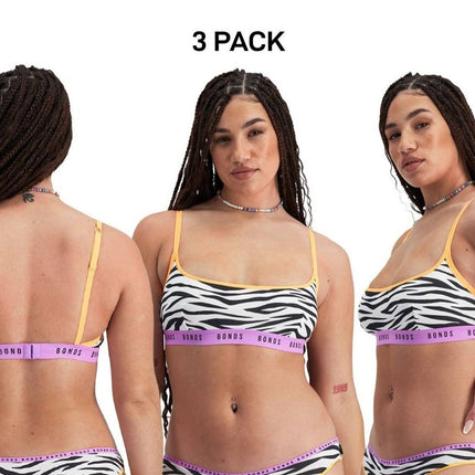 Bonds Womens Icons Scoop Crop Support Coverage and Confident Bra 3 Pack YWN8-KarWorkwear