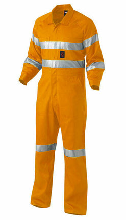 KingGee Mens Hi-Vis Combination Drill Overalls Spliced Cotton Work Safety K51525-KarWorkwear
