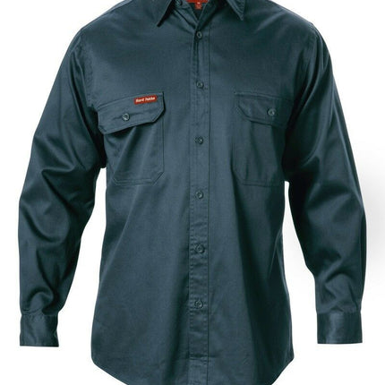 Hard Yakka Long Sleeve Cotton Drill Work Shirt Tradie Safety Button Y07500-KarWorkwear