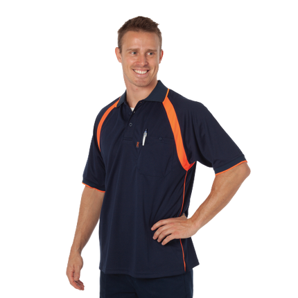 DNC Workwear Mens Coolbreathe Contrast Polo Short Sleeve Sleeve Casual 5216-KarWorkwear