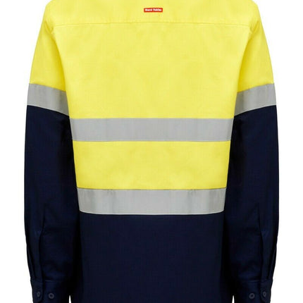 Hard Yakka Mens Core Hi-Vis Job Site Safety Tough Cotton Work Shirt Taped Y04615-KarWorkwear