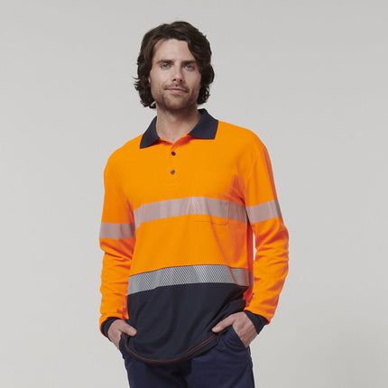 Hard Yakka Mens Safety Work Long Sleeve HI VIS Taped Polo Y19619-KarWorkwear