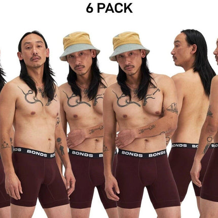 Bonds Mens Total Package Mid Trunk Smooth Viscose Bamboo Mid Length 6 Pack MWA9-KarWorkwear