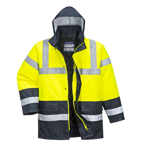 Portwest Hi-Vis Two Tone Traffic Jacket Waterproof Reflective Tape Work S466-KarWorkwear