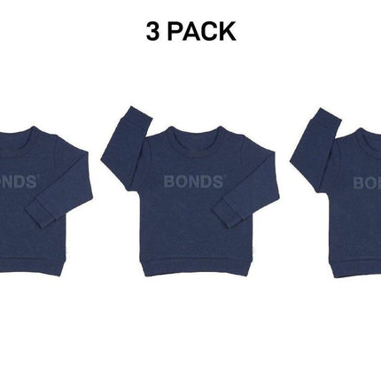 Bonds Kids Tech Sweats Pullover Soft Knitted Warm Cotton Poly Blend 3 Pack KVQTK-KarWorkwear