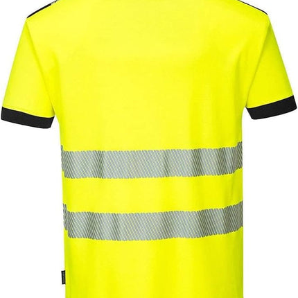 PW3 Hi-Vis Polo Shirt S/S - T180, Yellow/Black, Medium