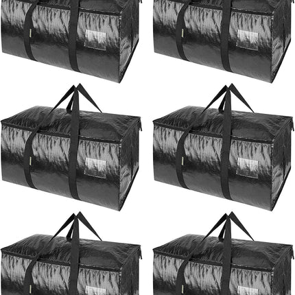 8-Pack Oversized Moving Bags with Reinforced Handles, Heavy-Duty Storage Tote for Clothes, Moving Supplies (Black, 8-Pack)