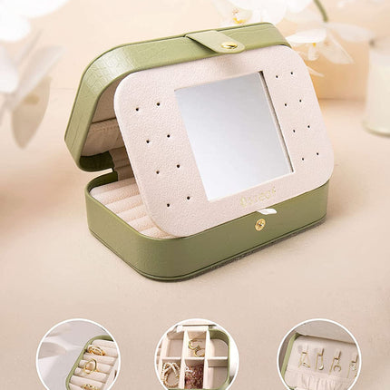 Travel Jewelry Box - Portable Case for Women (18 Crocodile Avocade Big)