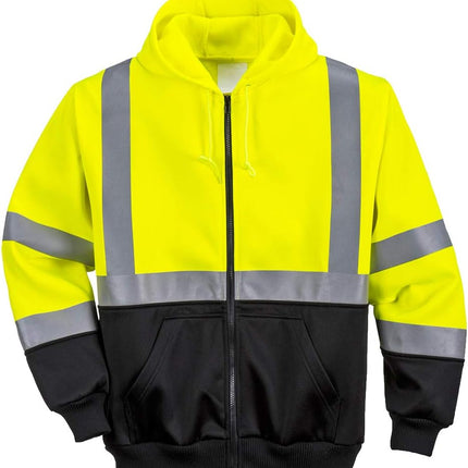 Hi-Vis 2-Tone Zipped Hoodie Visibility Reflective Safety Work Sweatshirt Jumperansi 3