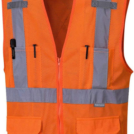 US370 Atlanta Hi Vis Mesh Safety Vest with Reflective Tape & 6 Pockets, Yellow, Medium