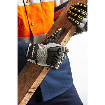A722 anti Impact Safety Work Gloves - Cut Resistant and Impact Reducing Protective Gloves Gray/Black Grey/Black, Large