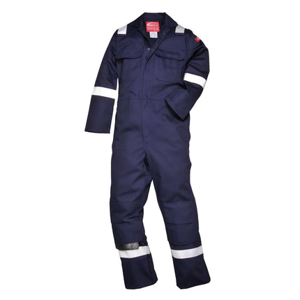 Bizweld Iona Coverall Overall Work Fire PPE Protective Wear Safety Boiler Suit ASTM NFPA ARC 2, Navy, Large