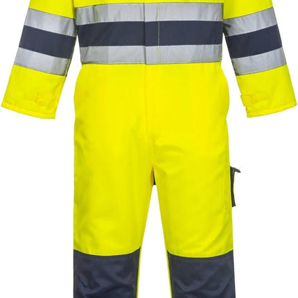 TX55 Nantes Hi Vis Coveralls - Reflective Safety Coveralls with Pockets ANSI Class 3 Yellow/Navy, Large