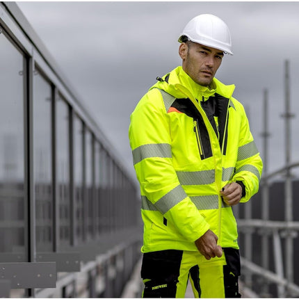 DX461 Men'S DX4 Waterproof Hi Vis Winter Jacket Safety Workwear Hooded with Pockets