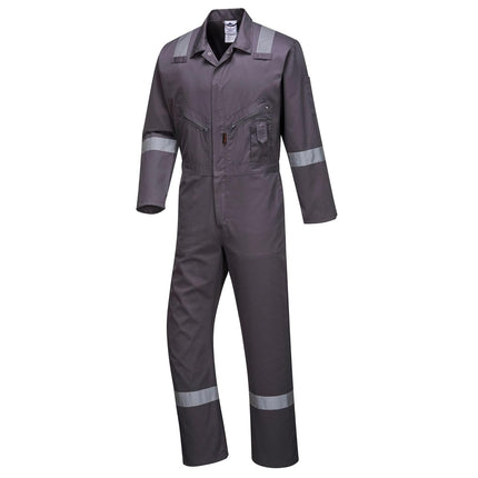 C814 Iona Cotton Heavy Duty Work Overalls with Reflective Safety Tape, Red, Small