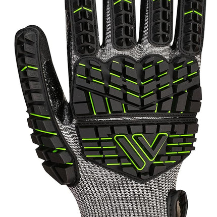 A755 anti Impact Safety Work Gloves - Nitrile Foam Cut Resistant & Impact Reducing Protective Work Gloves Black/Green, Large