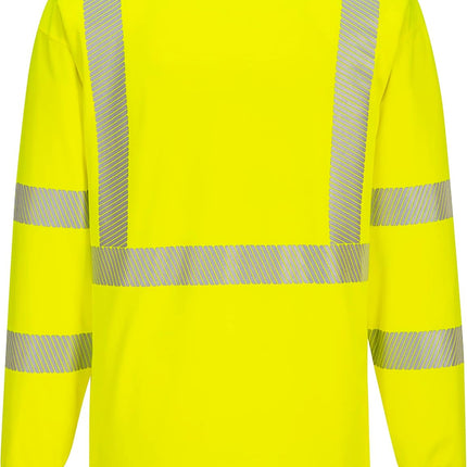 S195 Men'S Hi Vis Reflective Tape Long Sleeve T-Shirt Yellow, Large
