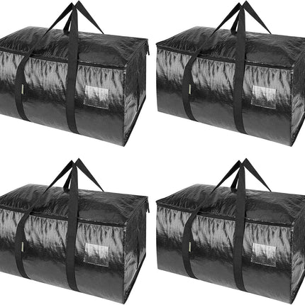 8-Pack Oversized Moving Bags with Reinforced Handles, Heavy-Duty Storage Tote for Clothes, Moving Supplies (Black, 8-Pack)