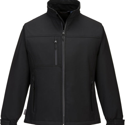 TK41 Womens Softshell Jacket Windproof Water Resistant 3 Layer Fleece Lined Design, Black, L