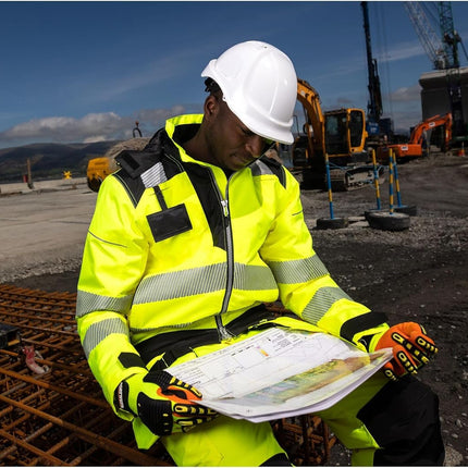 A721 anti Impact Safety Work Gloves - Lightweight Nitrile Grip Impact Reducing Protective Work Gloves Yellow/Orange