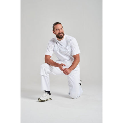 S810 Bolton White Cotton Painters Bib Overalls with Knee Pad Pockets, X Small