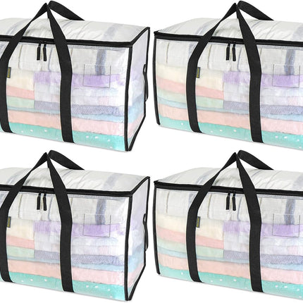 8-Pack Oversized Moving Bags with Reinforced Handles, Heavy-Duty Storage Tote for Clothes, Moving Supplies (Black, 8-Pack)