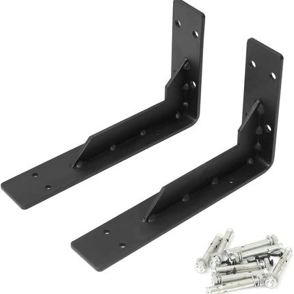 Countertop Support Brackets Heavy Duty, 8" X 6" Max Load 365 Lb 5 Mm Thick Iron Industrial Shelf Brackets, White Metal Farmhouse Wall Mounted Floating L Support for Hanging DIY Open Shelving