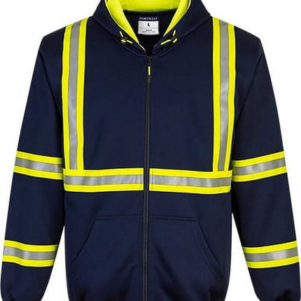 F130 Mens Modern Reflective Iona Extra Safety Work Hoodie Navy, 3X-Large-KarWorkwear