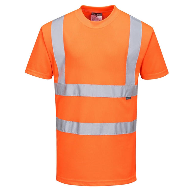 Hi-Vis T-Shirt RIS Viz Visibility Reflective Safety Work Wear Top ANSI 2, Large Orange