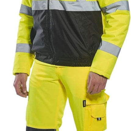 Hi-Vis Two-Tone Bomber Jacket Viz Insulated Safety Visability Work Wear Rain ANSI 3