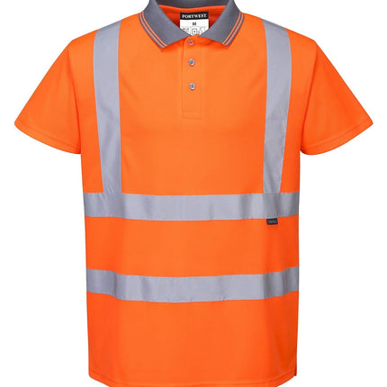 RT22 Men'S Hi Vis Polo Shirt - High Visibility Reflective Safety Short Sleeve Work Shirt Class 2 Orange Tall, X-Large