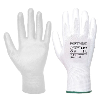 A120 Work Gloves PU Palm Dipped Abrasion and Tear Resistant White, Xx-Small-KarWorkwear
