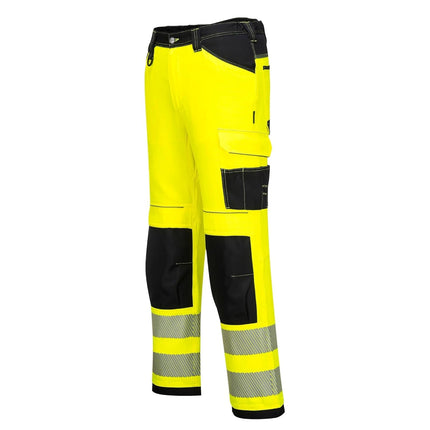 PW385 Women'S PW3 Durable Hi Vis Stretch Work Pants Yellow/Black, 34