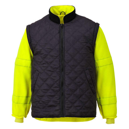 Hi-Vis 7In1 Jacket Viz Insulated Safety Visability Work Bomber Rain ANSI 3, Small Yellow