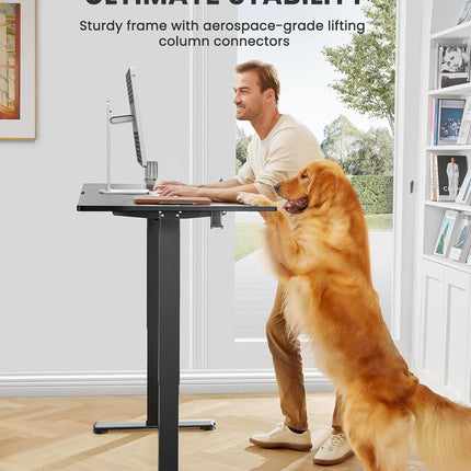 Height Adjustable Electric Standing Desk, 47.2 X 23.6 Inches Sit Stand up Desk, Memory Computer Home Office Desk with Two-Piece Desktop (Black)