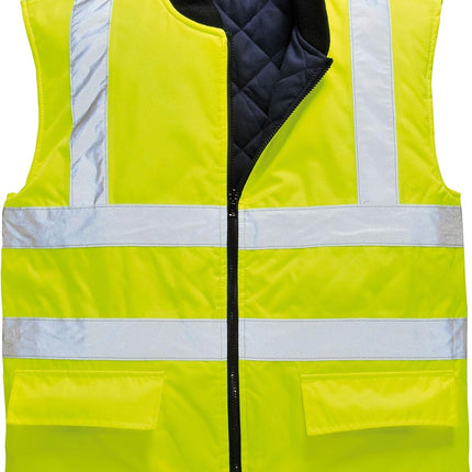 Hi-Vis Bodywarmer Viz Vest Top Work Wear Sleevless Gilet Safety Waistcoat ANSI 2, Yellow, Medium