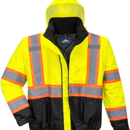 Hi-Vis Contrast Tape Bomber Viz Insulated Safety Visability Work Wear Rain ANSI 3