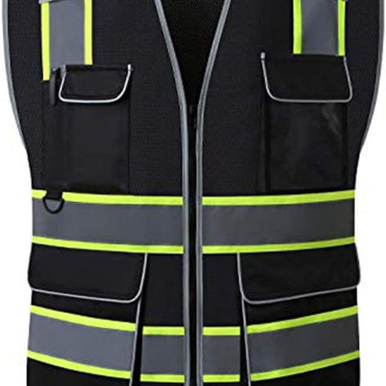 Surveyor Safety Vest Reflective for Men, Class 2 Mesh Safety Vests Reflective with Pockets and Zipper,High Visibility Construction Work Surveyor Vest