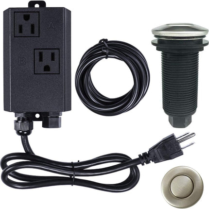 Garbage Disposal Air Switch Kit Sink Top Waste Disposal Long Stainless Steel Brushed Nickel On/Off Air Button Food and Waste Disposals Part by