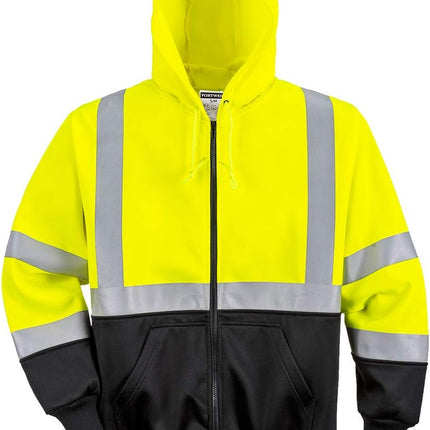 Hi-Vis 2-Tone Zipped Hoodie Visibility Reflective Safety Work Sweatshirt Jumperansi 3
