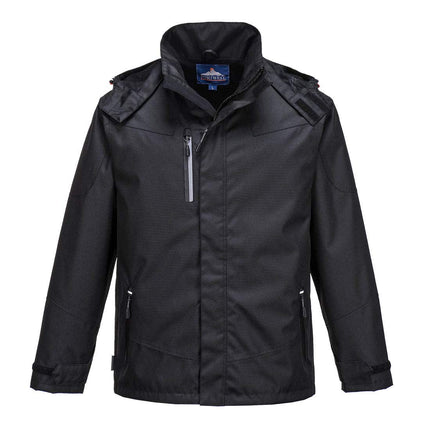 Outcoach Jacket Work Safety Protective Reflective Waterproof Coat, Medium Black