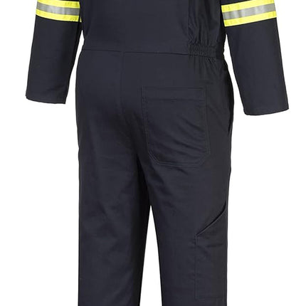 F129 Men'S Cotton Work Coveralls Iona Xtra Reflective Coveralls Workwear Overalls 100% Cotton Navy, 3X-Large