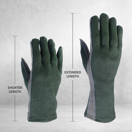 XYEHS 1 Pair Long/Short Cuff Leather Military Uniform Supply Pilot Safety Work Gloves Fire-Resistant Aramid Flight Gloves-KarWorkwear