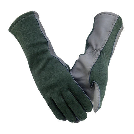 XYEHS 1 Pair Long/Short Cuff Leather Military Uniform Supply Pilot Safety Work Gloves Fire-Resistant Aramid Flight Gloves-KarWorkwear