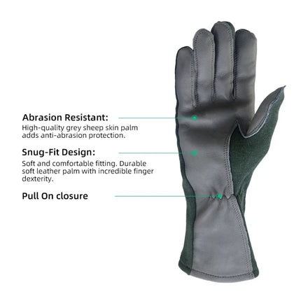 XYEHS 1 Pair Long/Short Cuff Leather Military Uniform Supply Pilot Safety Work Gloves Fire-Resistant Aramid Flight Gloves-KarWorkwear